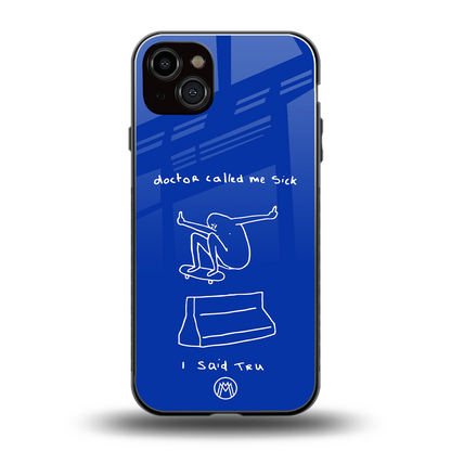 sick skateboarder blue doodle back phone cover | glass case for iphone 14 plus