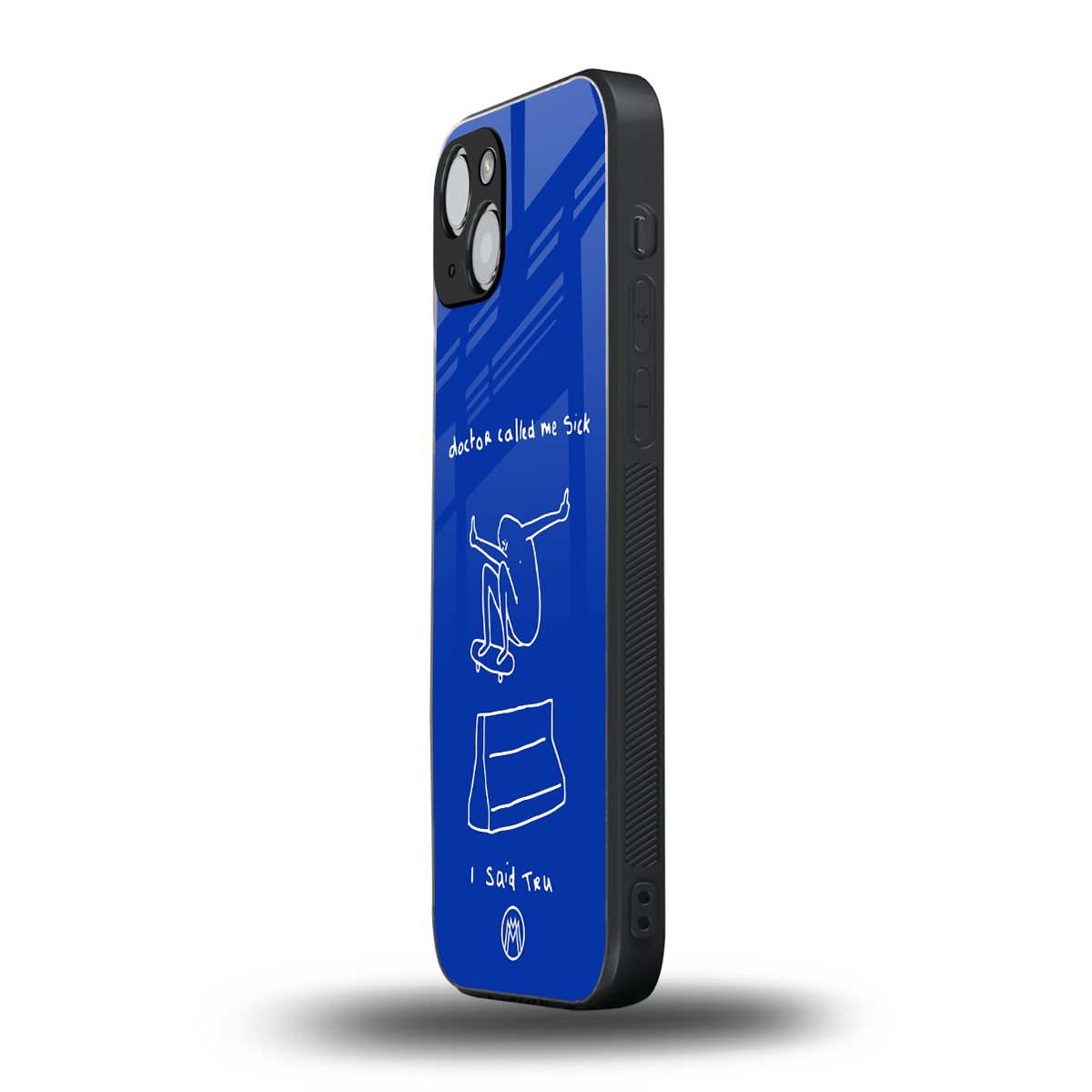 sick skateboarder blue doodle back phone cover | glass case for iphone 15 plus