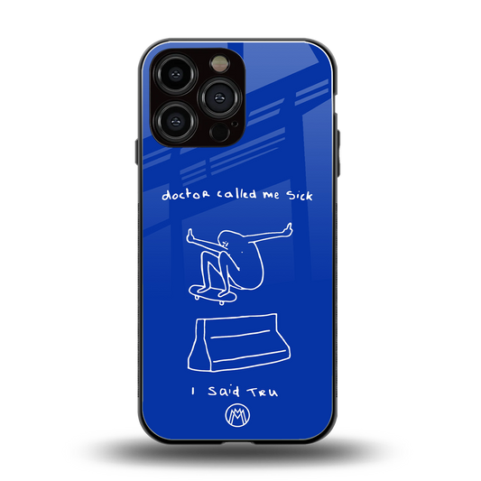 sick skateboarder blue doodle back phone cover | glass case for iphone 14 pro max