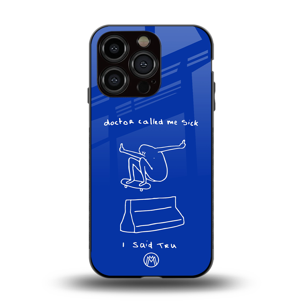 sick skateboarder blue doodle back phone cover | glass case for iphone 15 pro