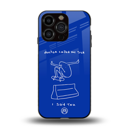 sick skateboarder blue doodle back phone cover | glass case for iphone 14 pro
