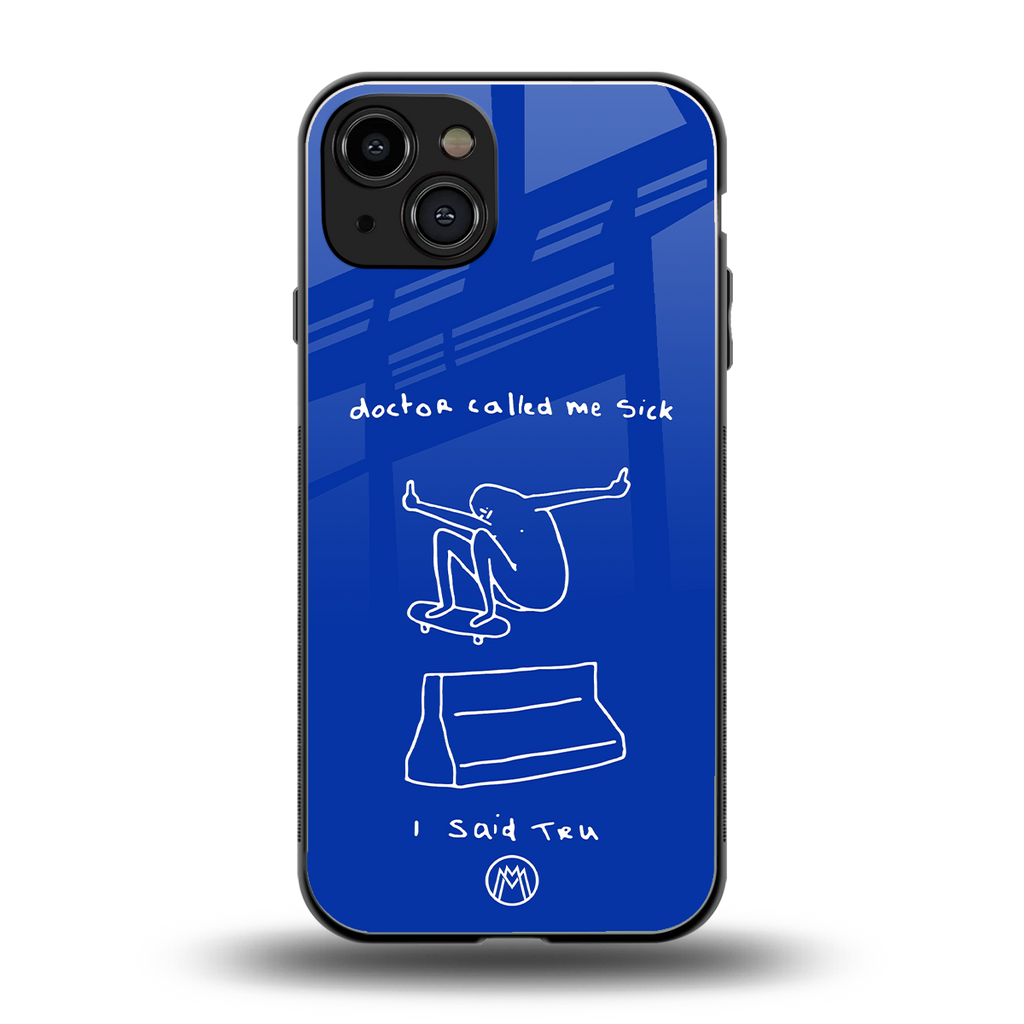 sick skateboarder blue doodle back phone cover | glass case for iphone 15