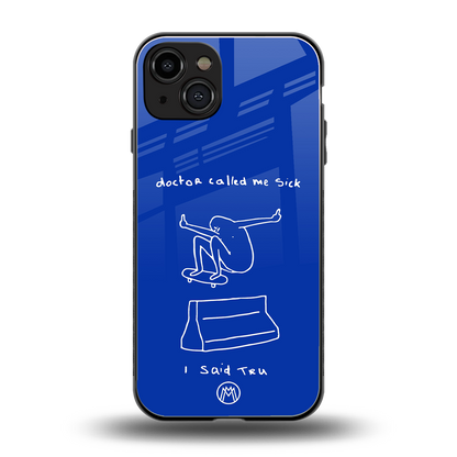 sick skateboarder blue doodle back phone cover | glass case for iphone 15