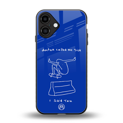 sick skateboarder blue doodle back phone cover | glass case for iphone 16 plus