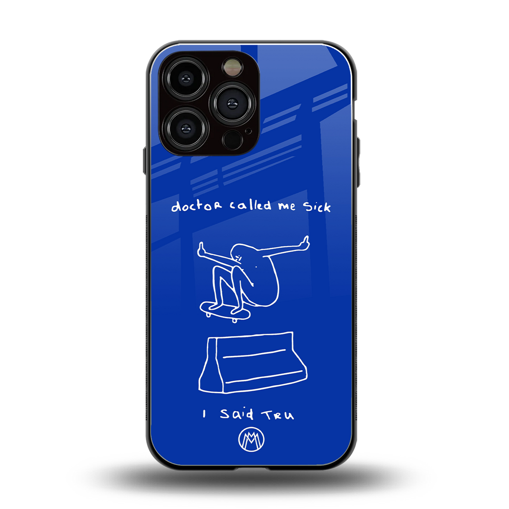 sick skateboarder blue doodle back phone cover | glass case for iphone 16 pro max