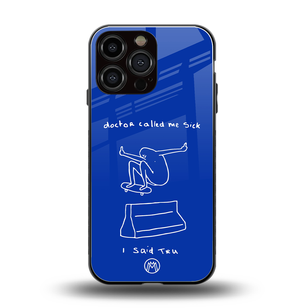 sick skateboarder blue doodle back phone cover | glass case for iphone 16 pro max