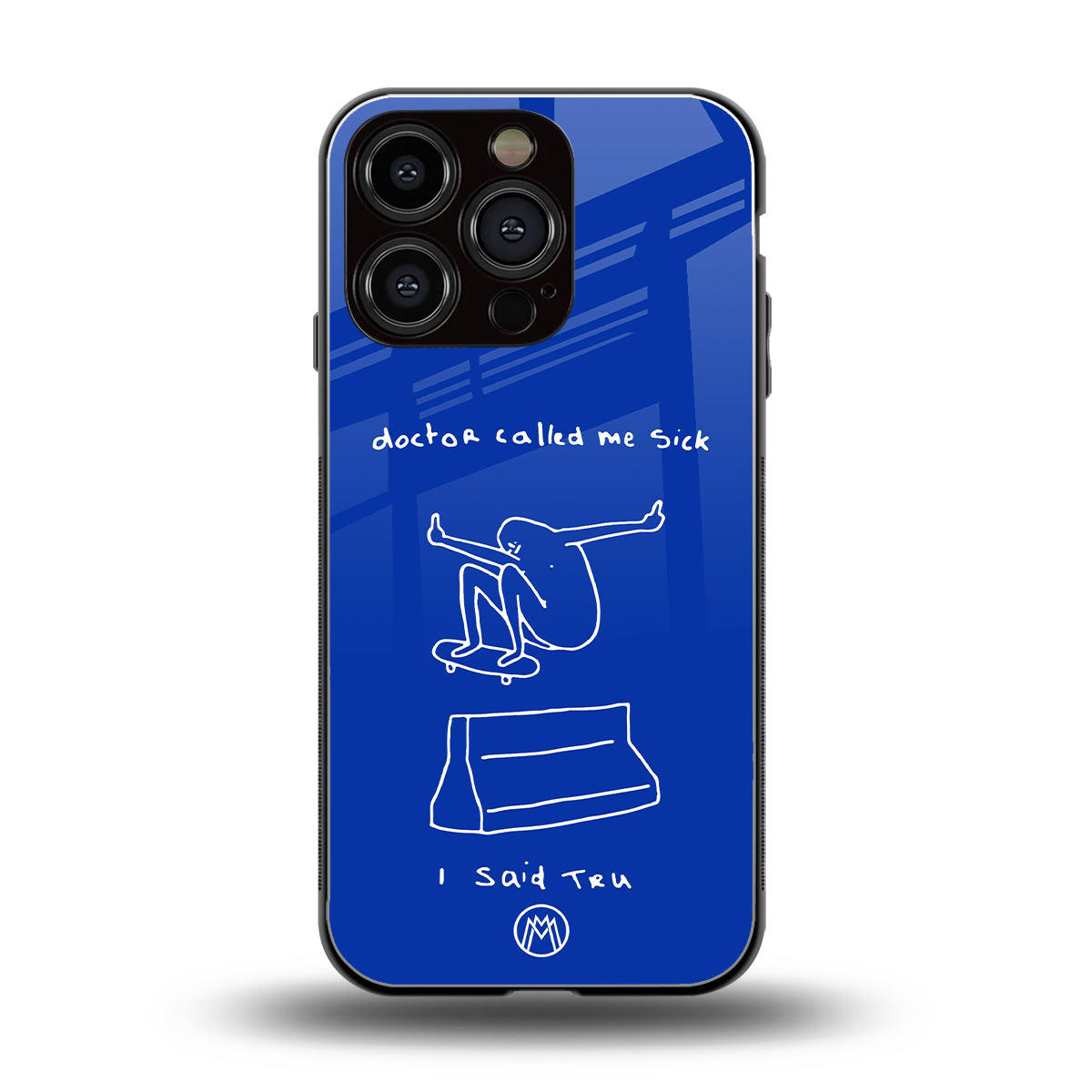 sick skateboarder blue doodle back phone cover | glass case for iphone 16 pro