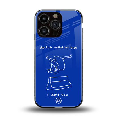 sick skateboarder blue doodle back phone cover | glass case for iphone 16 pro
