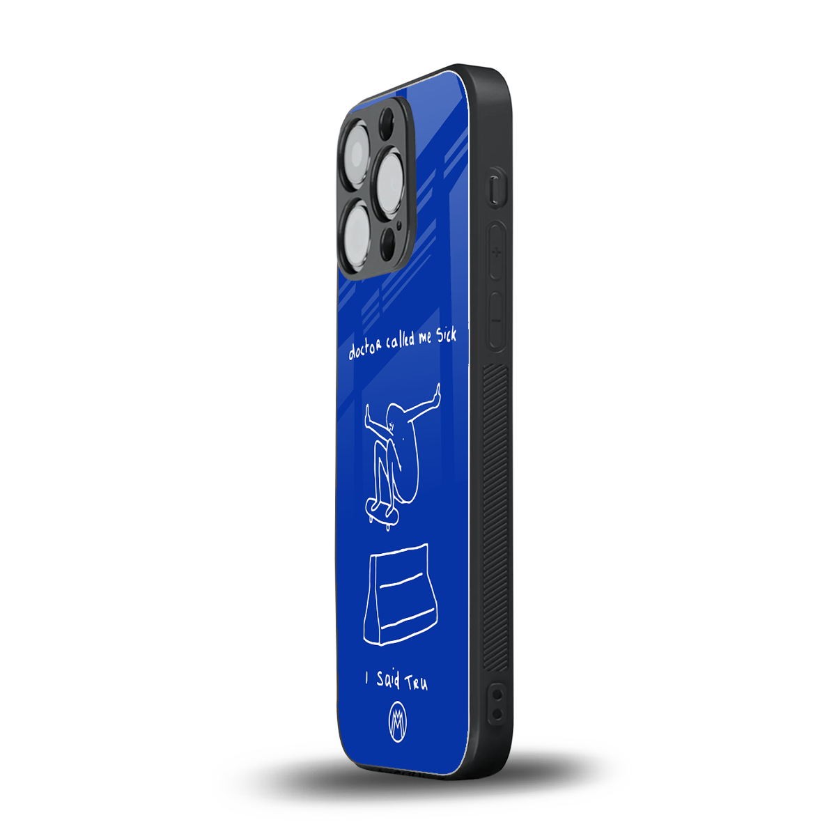 sick skateboarder blue doodle back phone cover | glass case for iphone 16 pro