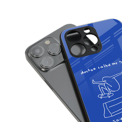 sick skateboarder blue doodle back phone cover | glass case for iphone 16 pro