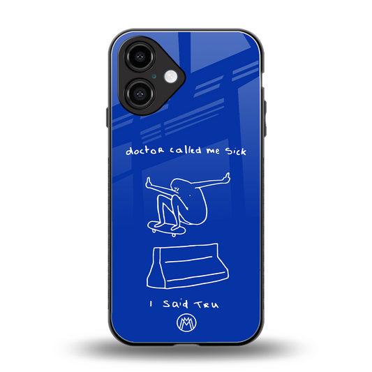 sick skateboarder blue doodle back phone cover | glass case for iphone 16
