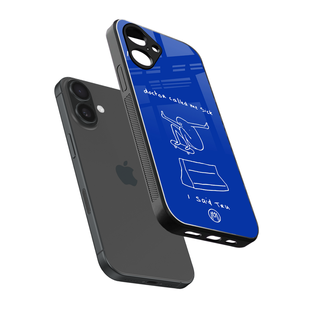 sick skateboarder blue doodle back phone cover | glass case for iphone 16