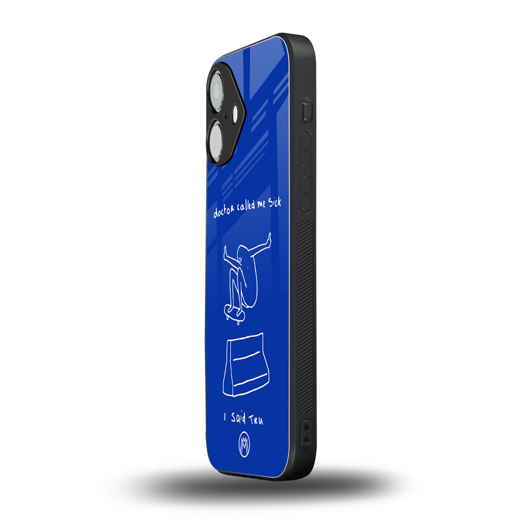 sick skateboarder blue doodle back phone cover | glass case for iphone 16