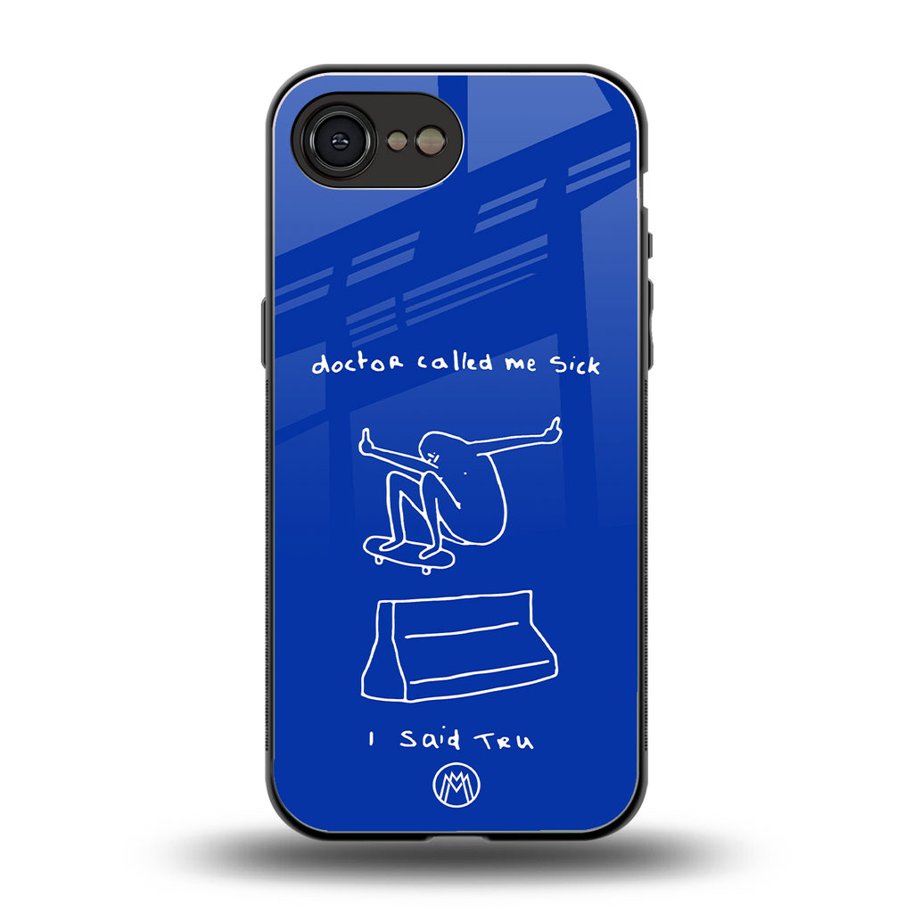 sick skateboarder blue doodle back phone cover | glass case for iphone 16e