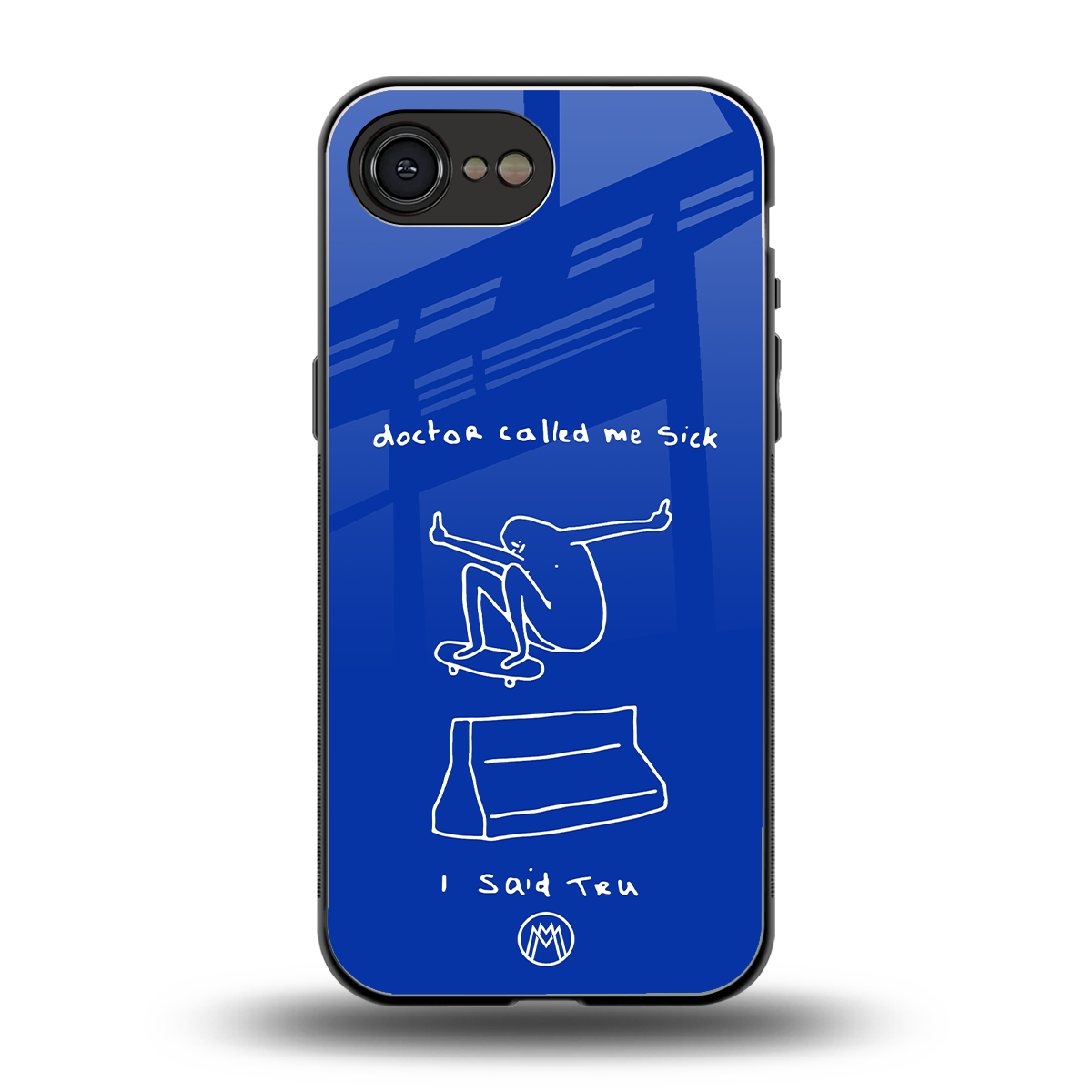 sick skateboarder blue doodle back phone cover | glass case for iphone 16e