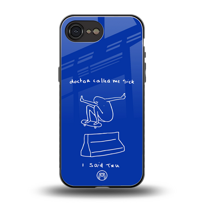 sick skateboarder blue doodle back phone cover | glass case for iphone 16e