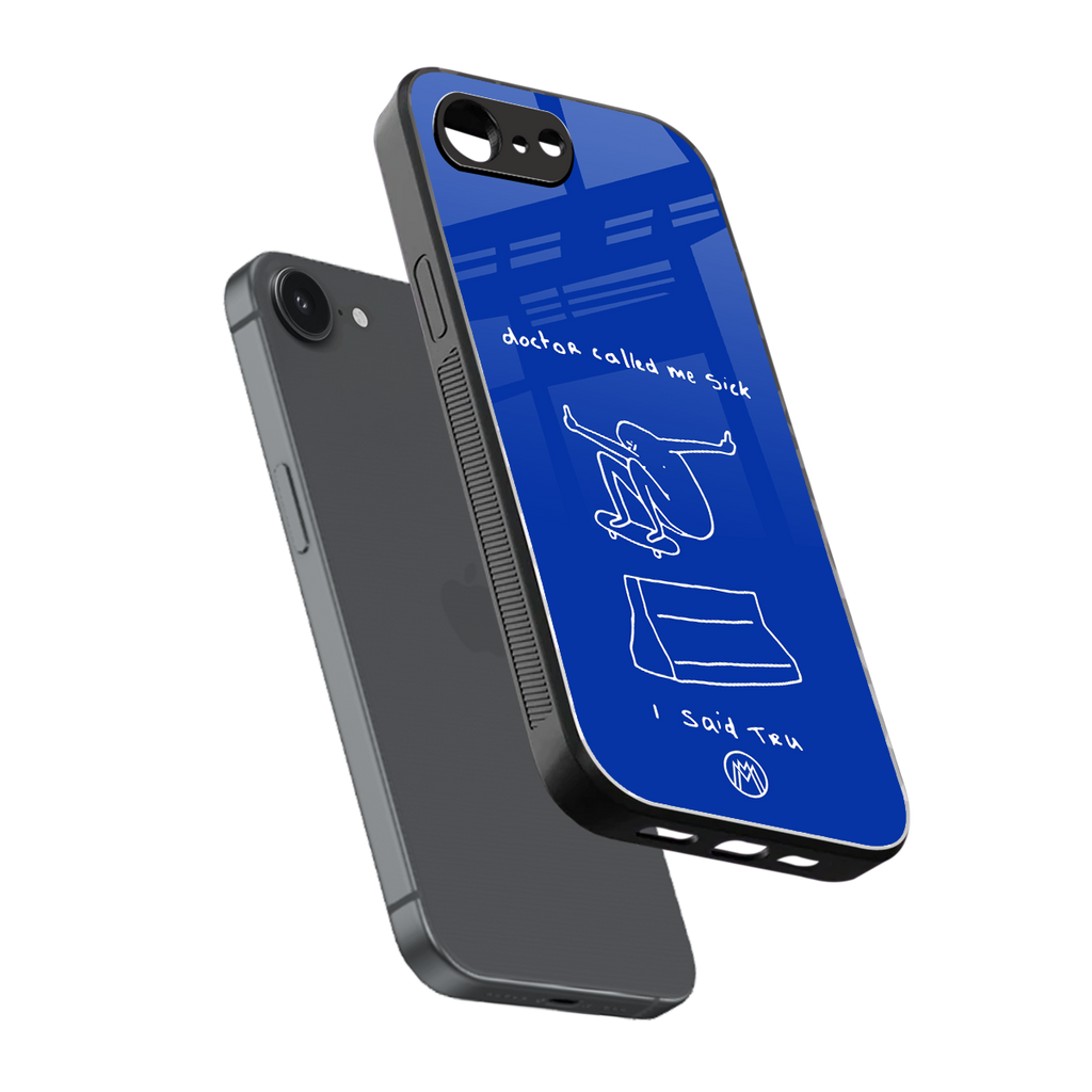 sick skateboarder blue doodle back phone cover | glass case for iphone 16e