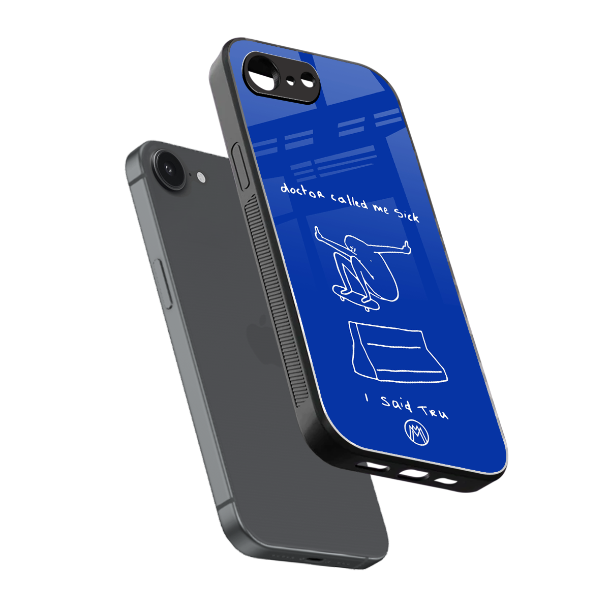sick skateboarder blue doodle back phone cover | glass case for iphone 16e