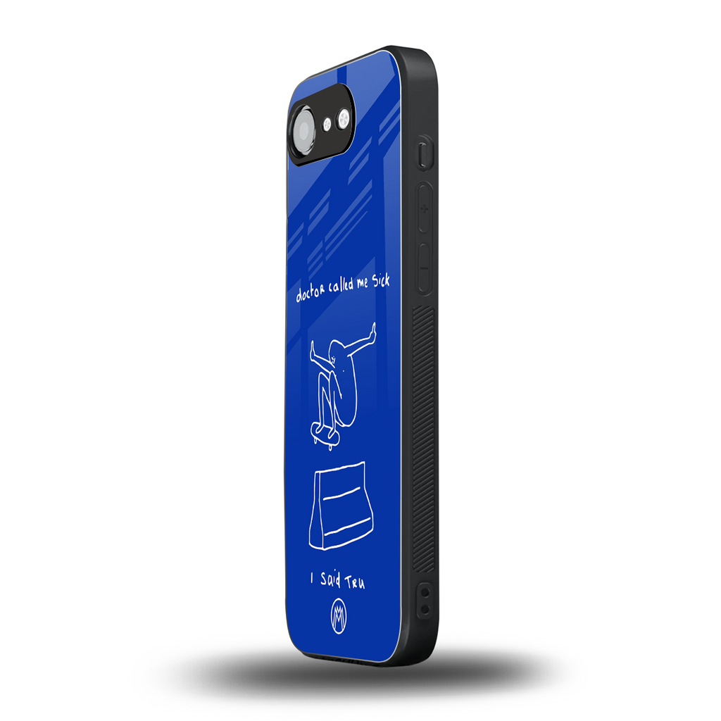 sick skateboarder blue doodle back phone cover | glass case for iphone 16e