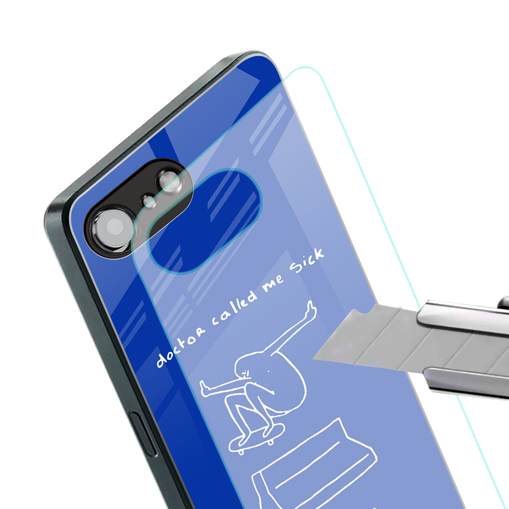 sick skateboarder blue doodle back phone cover | glass case for iphone 16e
