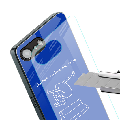 sick skateboarder blue doodle back phone cover | glass case for iphone 16e