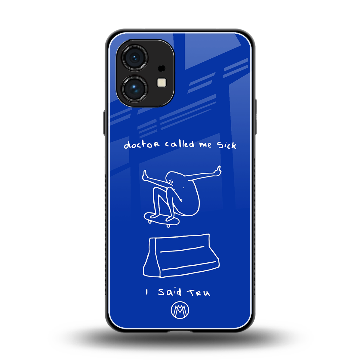 sick skateboarder blue doodle back phone cover | glass case for nothing phone 1