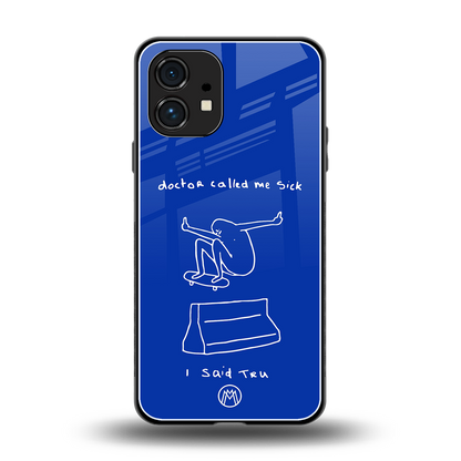 sick skateboarder blue doodle back phone cover | glass case for nothing phone 1