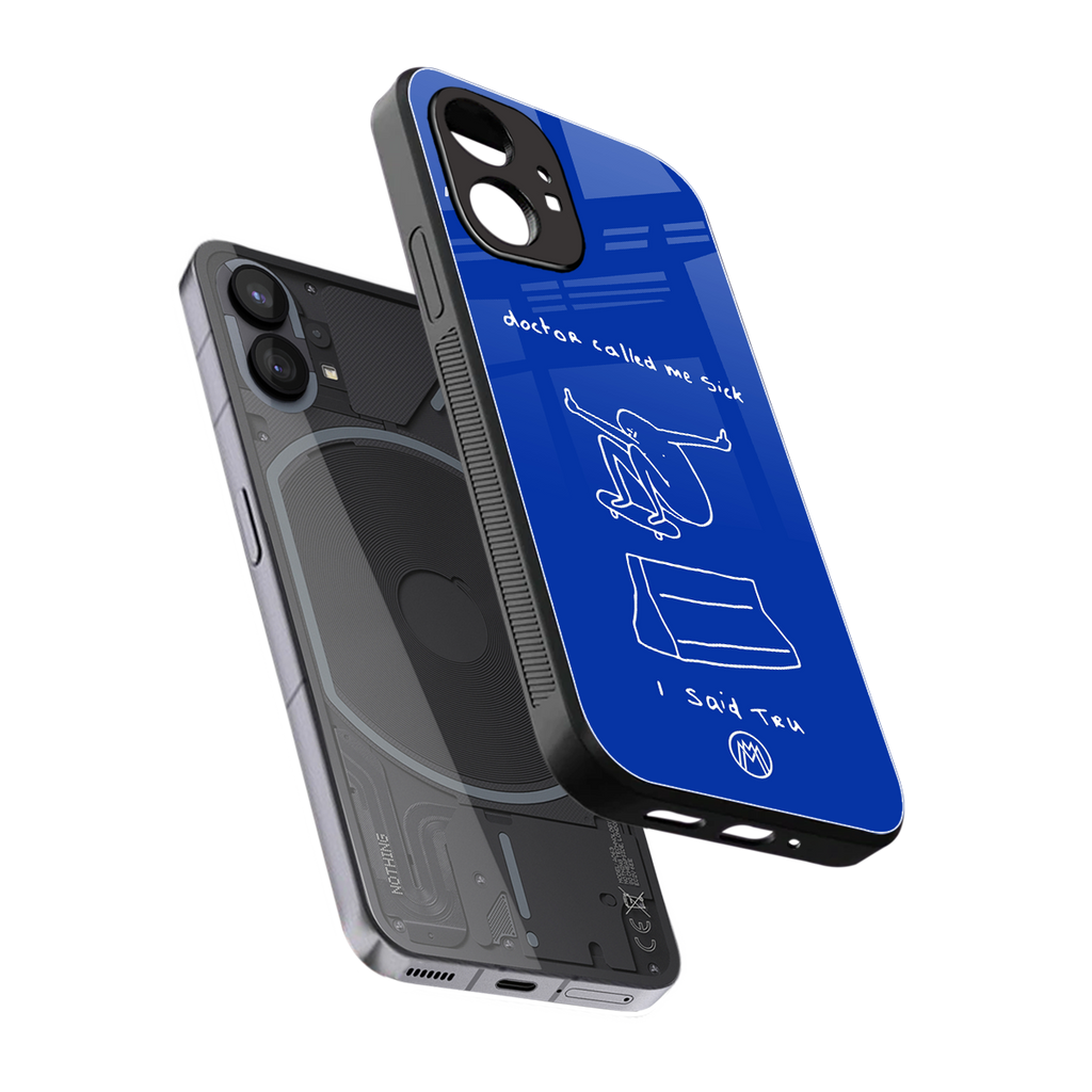 sick skateboarder blue doodle back phone cover | glass case for nothing phone 1