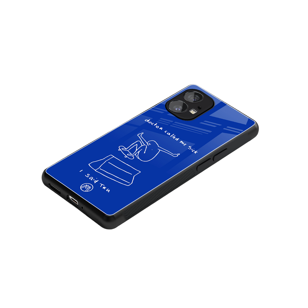 sick skateboarder blue doodle back phone cover | glass case for nothing phone 1
