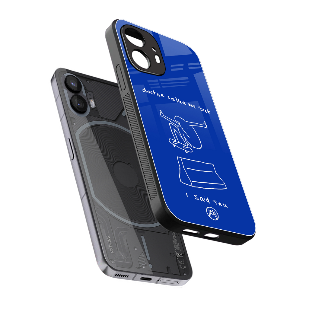 sick skateboarder blue doodle back phone cover | glass case for nothing phone 2