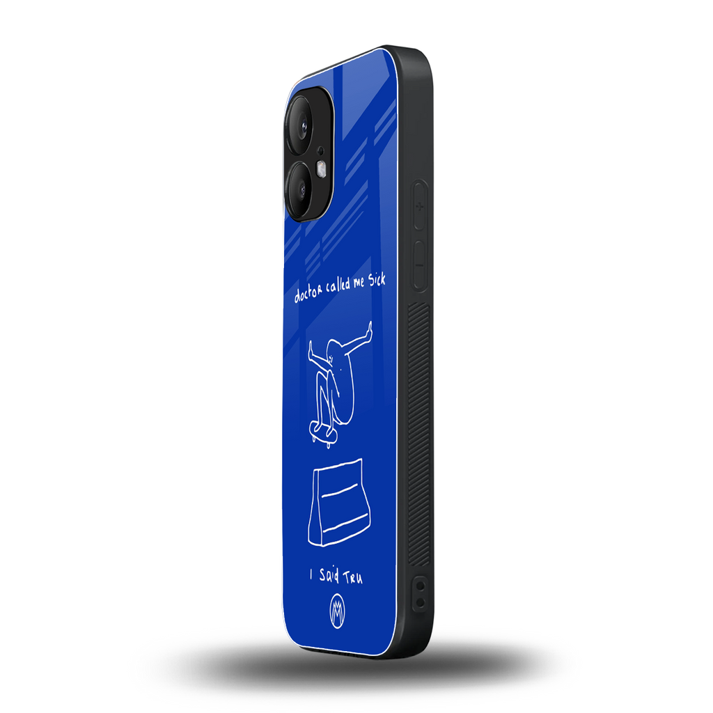 sick skateboarder blue doodle back phone cover | glass case for nothing phone 2