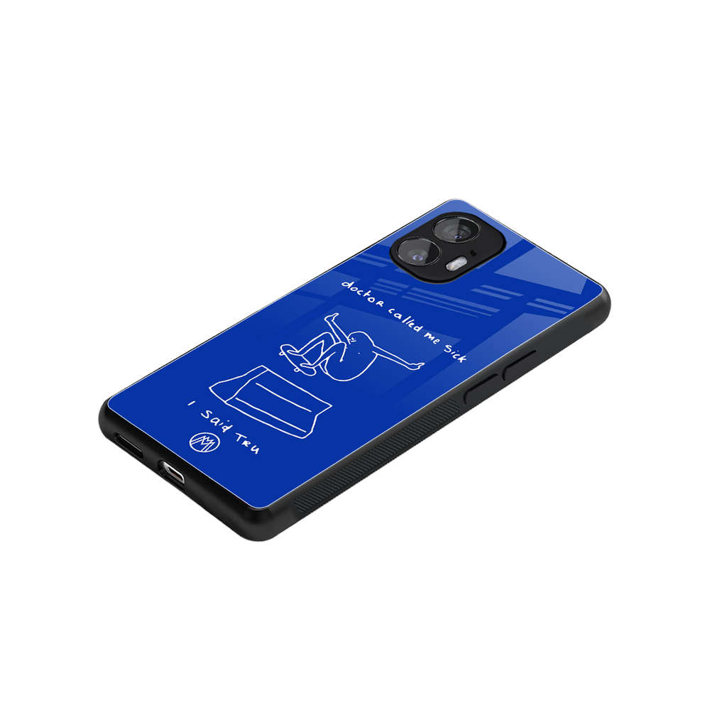 sick skateboarder blue doodle back phone cover | glass case for nothing phone 2