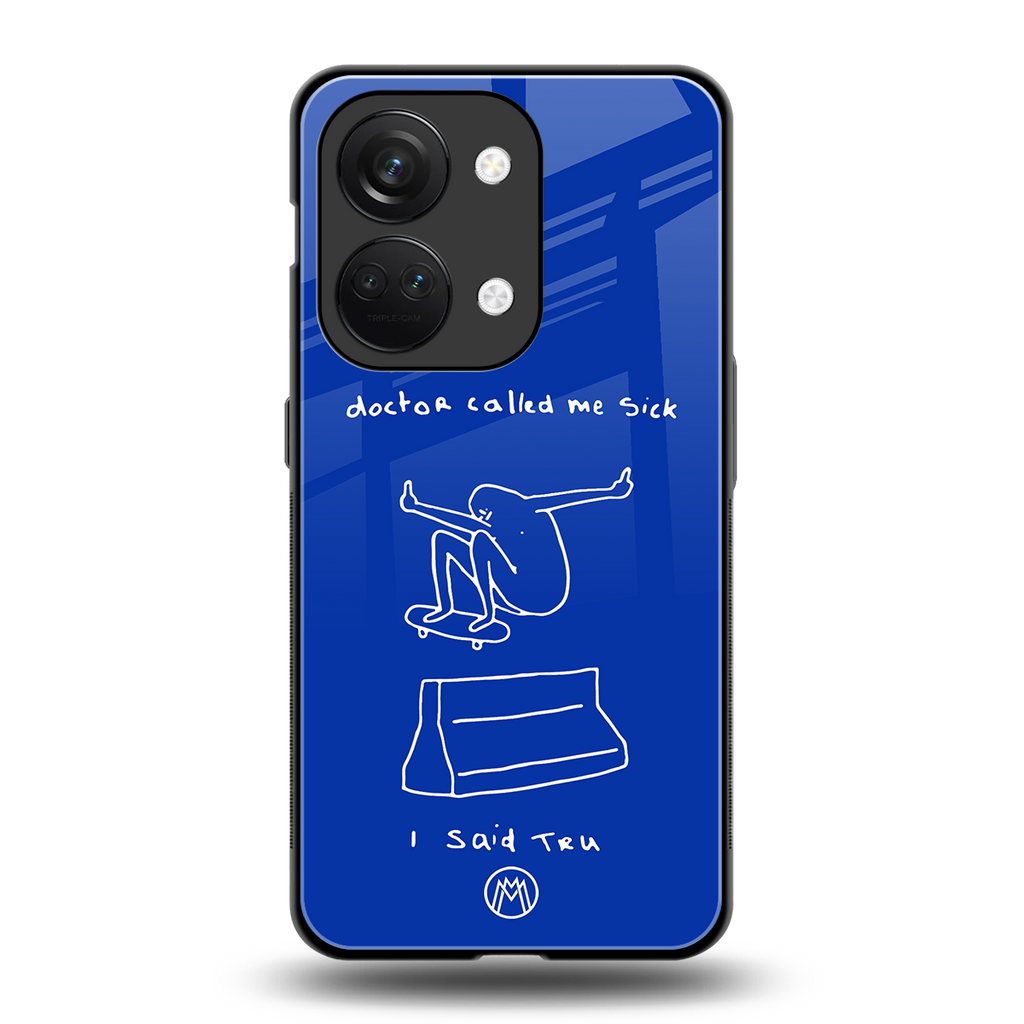 sick skateboarder blue doodle back phone cover | glass case for oneplus nord 3