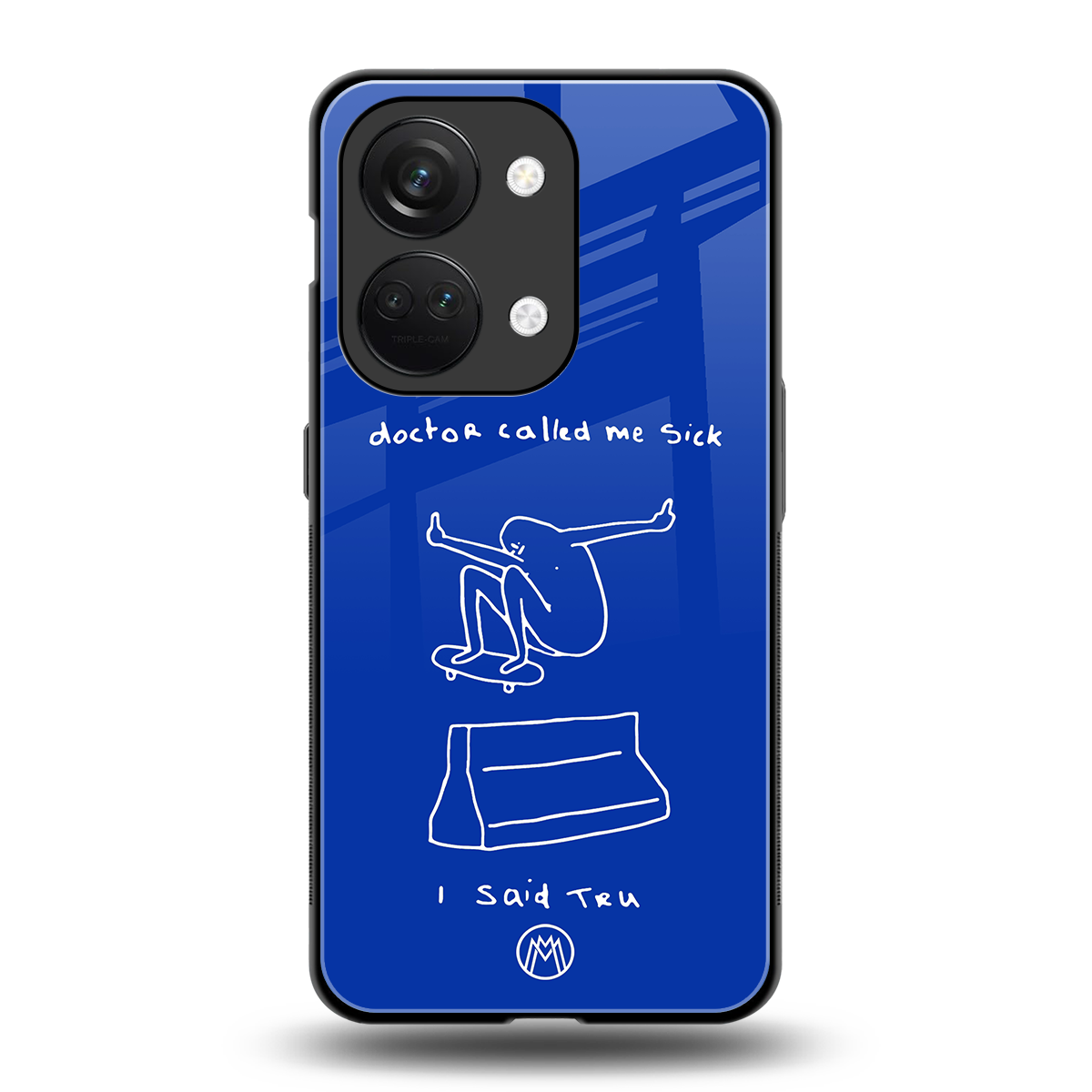 sick skateboarder blue doodle back phone cover | glass case for oneplus nord 3