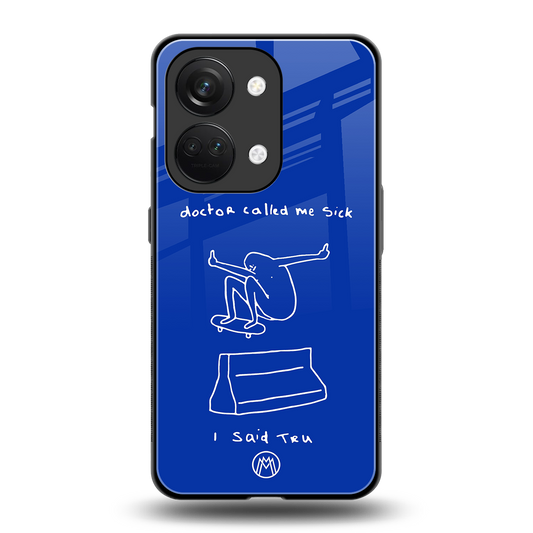 sick skateboarder blue doodle back phone cover | glass case for oneplus nord 3