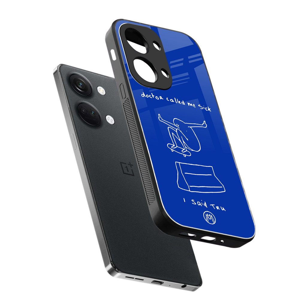 sick skateboarder blue doodle back phone cover | glass case for oneplus nord 3
