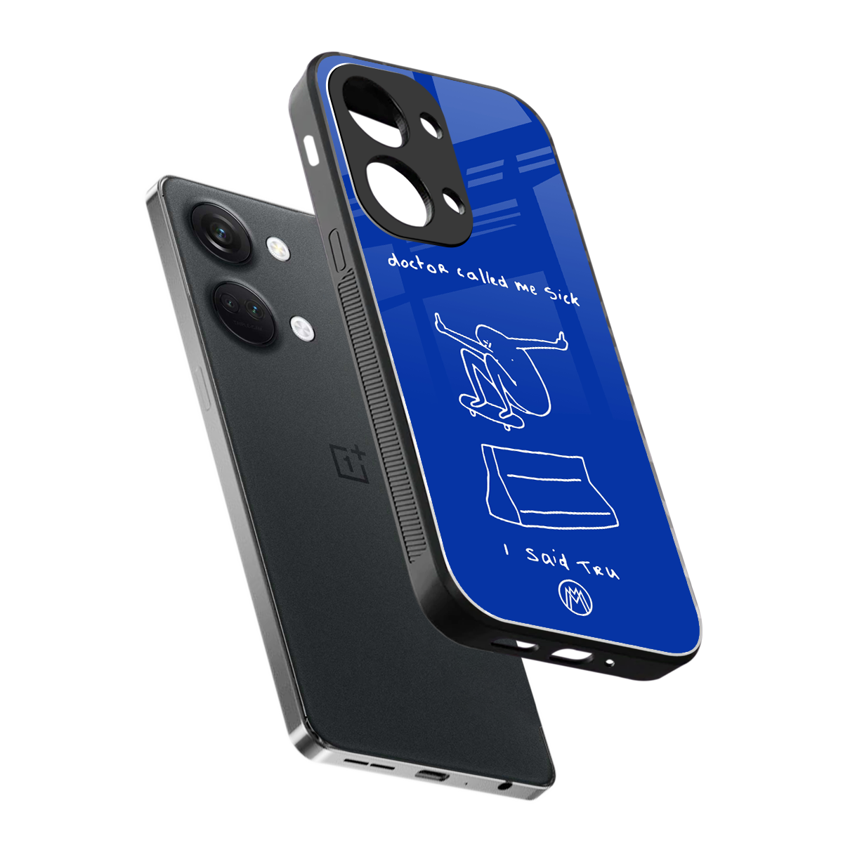 sick skateboarder blue doodle back phone cover | glass case for oneplus nord 3