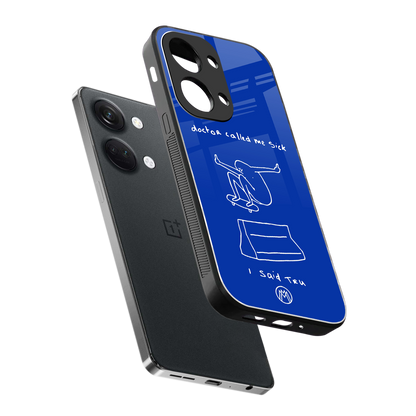 sick skateboarder blue doodle back phone cover | glass case for oneplus nord 3