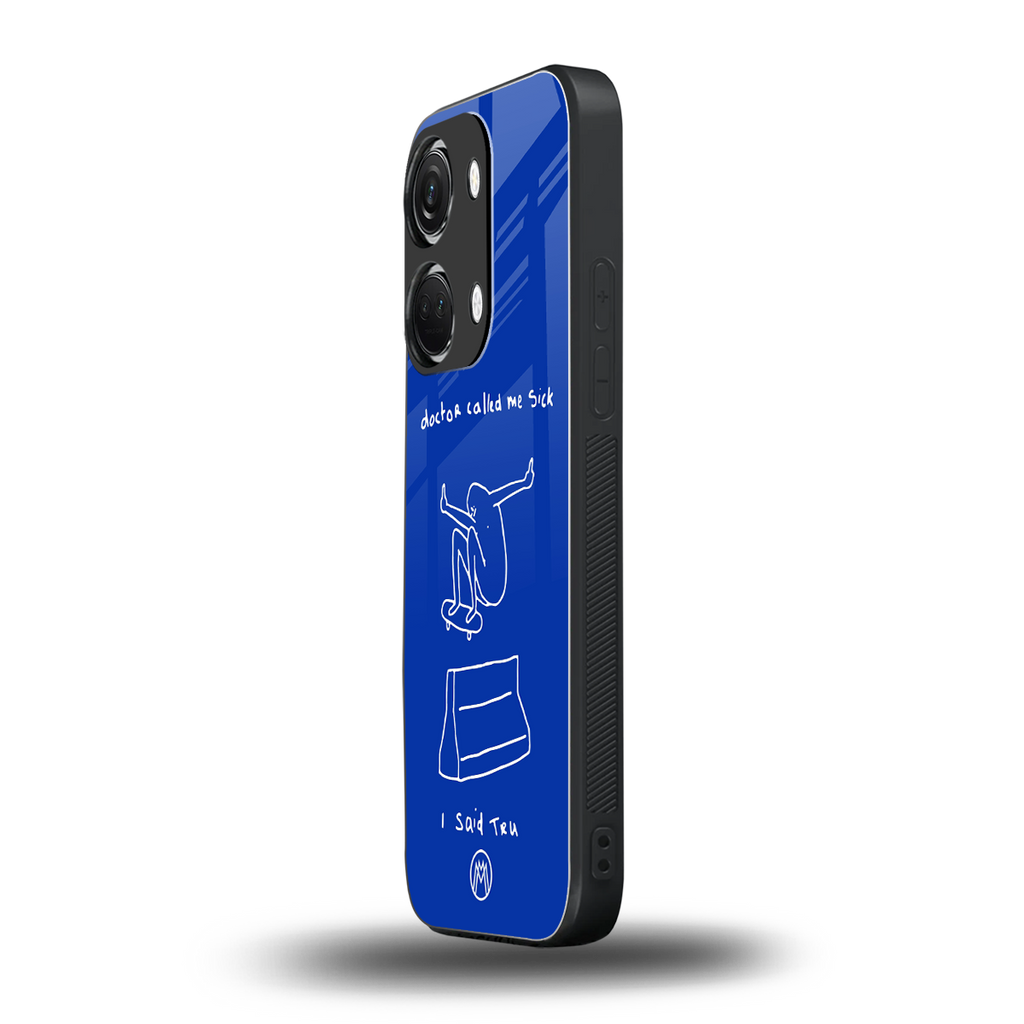 sick skateboarder blue doodle back phone cover | glass case for oneplus nord 3