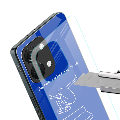 sick skateboarder blue doodle back phone cover | glass case for oneplus nord 3