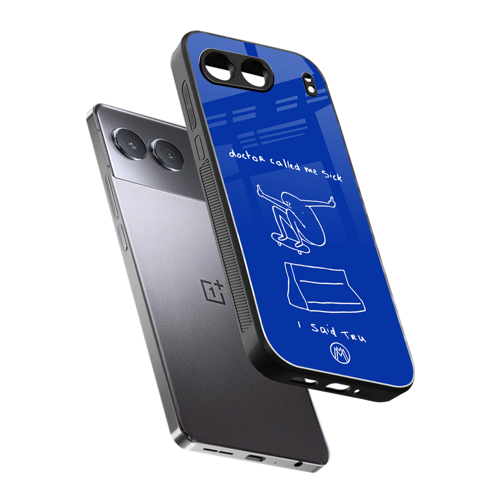 sick skateboarder blue doodle back phone cover | glass case for oneplus nord 4