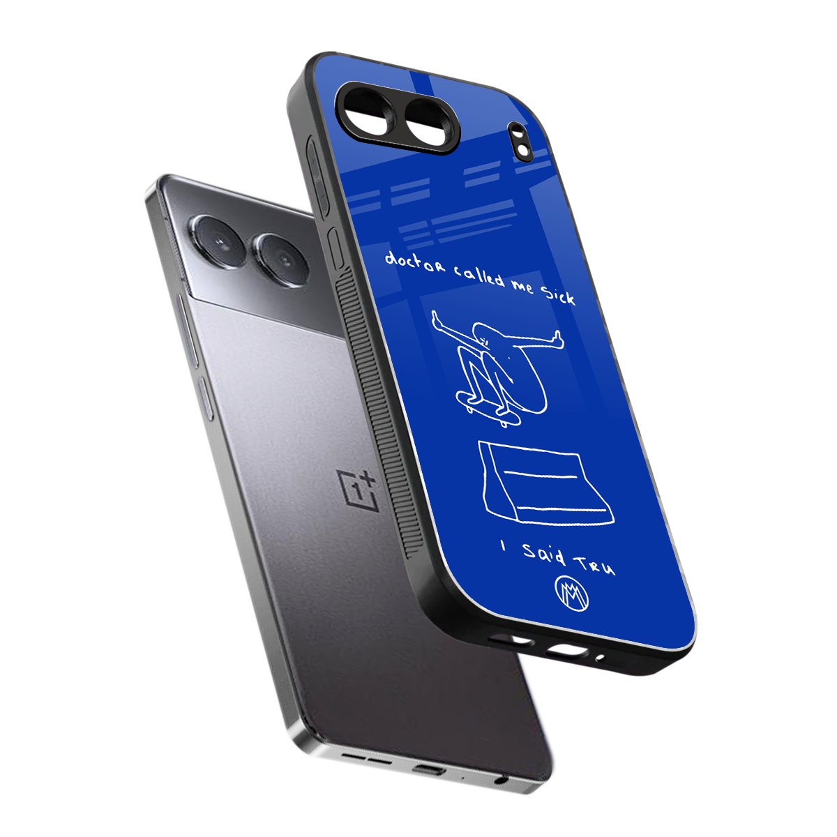 sick skateboarder blue doodle back phone cover | glass case for oneplus nord 4