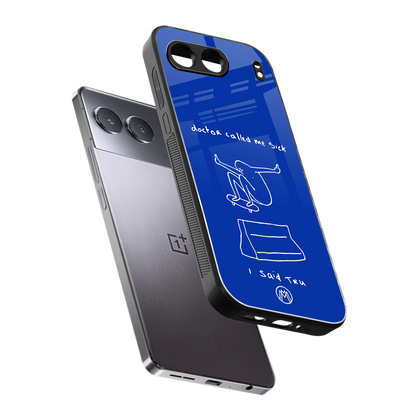 sick skateboarder blue doodle back phone cover | glass case for oneplus nord 4