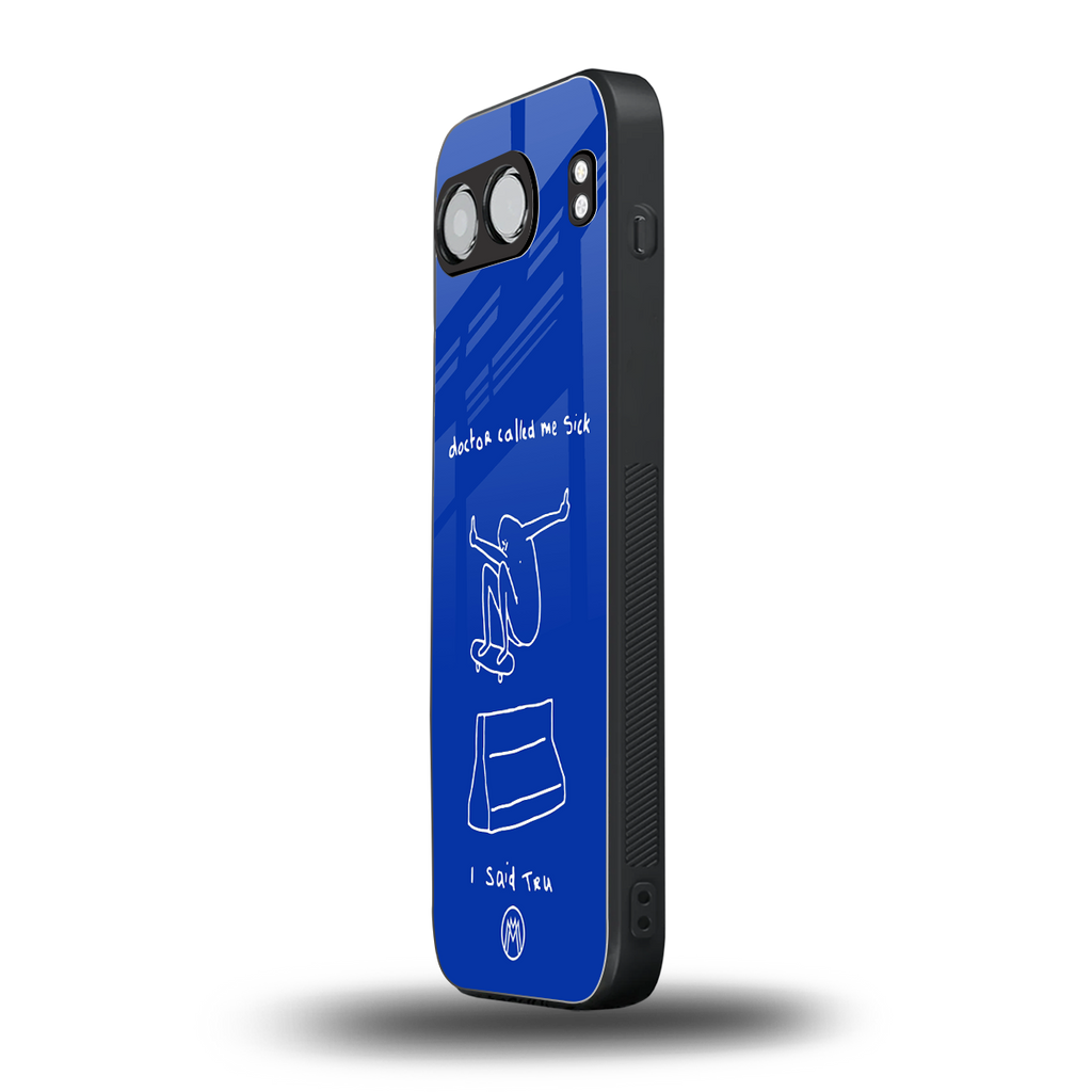 sick skateboarder blue doodle back phone cover | glass case for oneplus nord 4