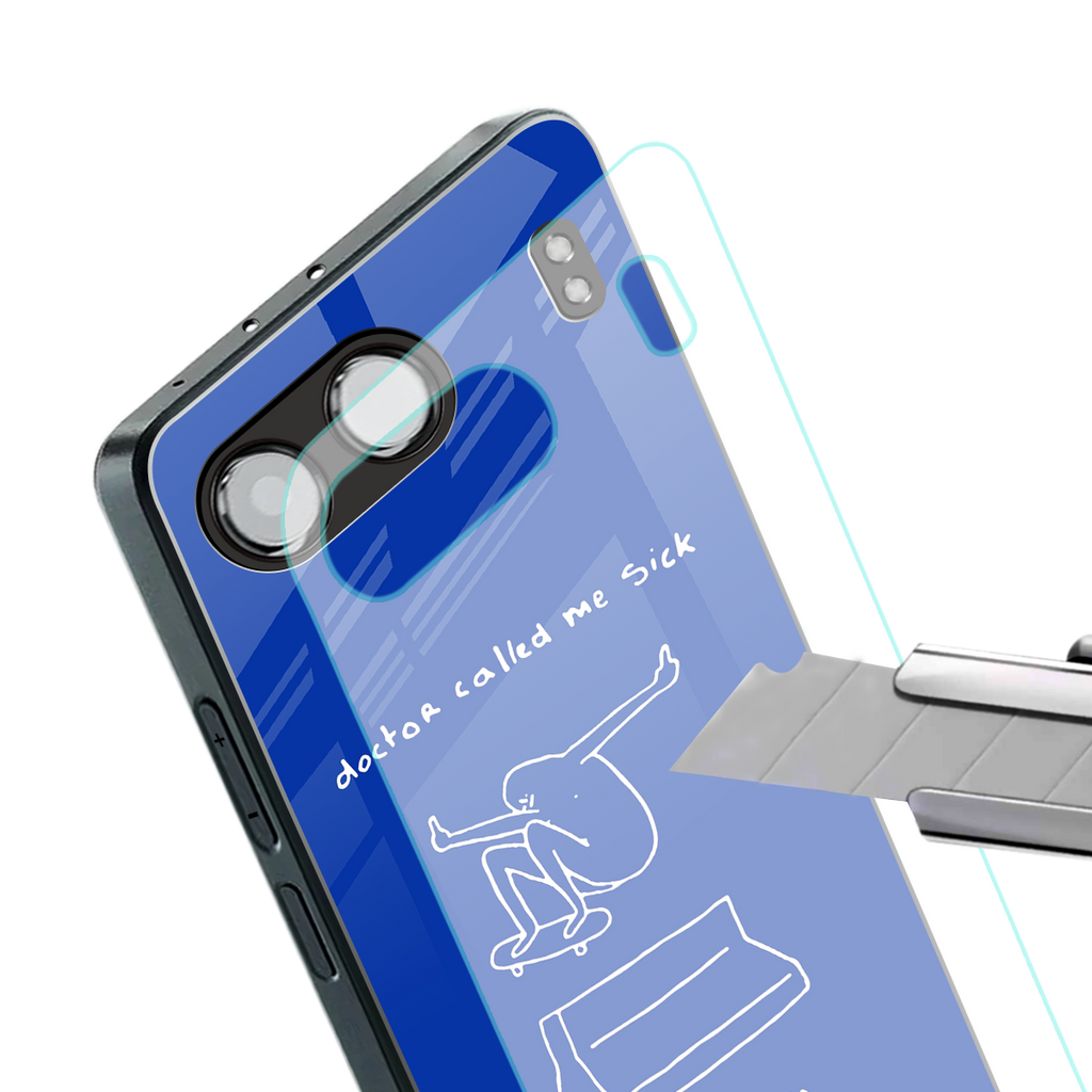 sick skateboarder blue doodle back phone cover | glass case for oneplus nord 4