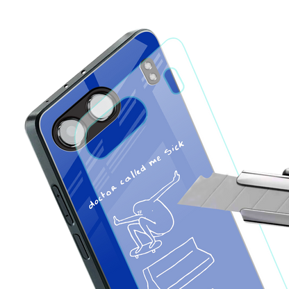 sick skateboarder blue doodle back phone cover | glass case for oneplus nord 4