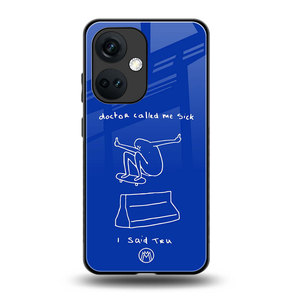 sick skateboarder blue doodle back phone cover | glass case for oneplus nord ce 3