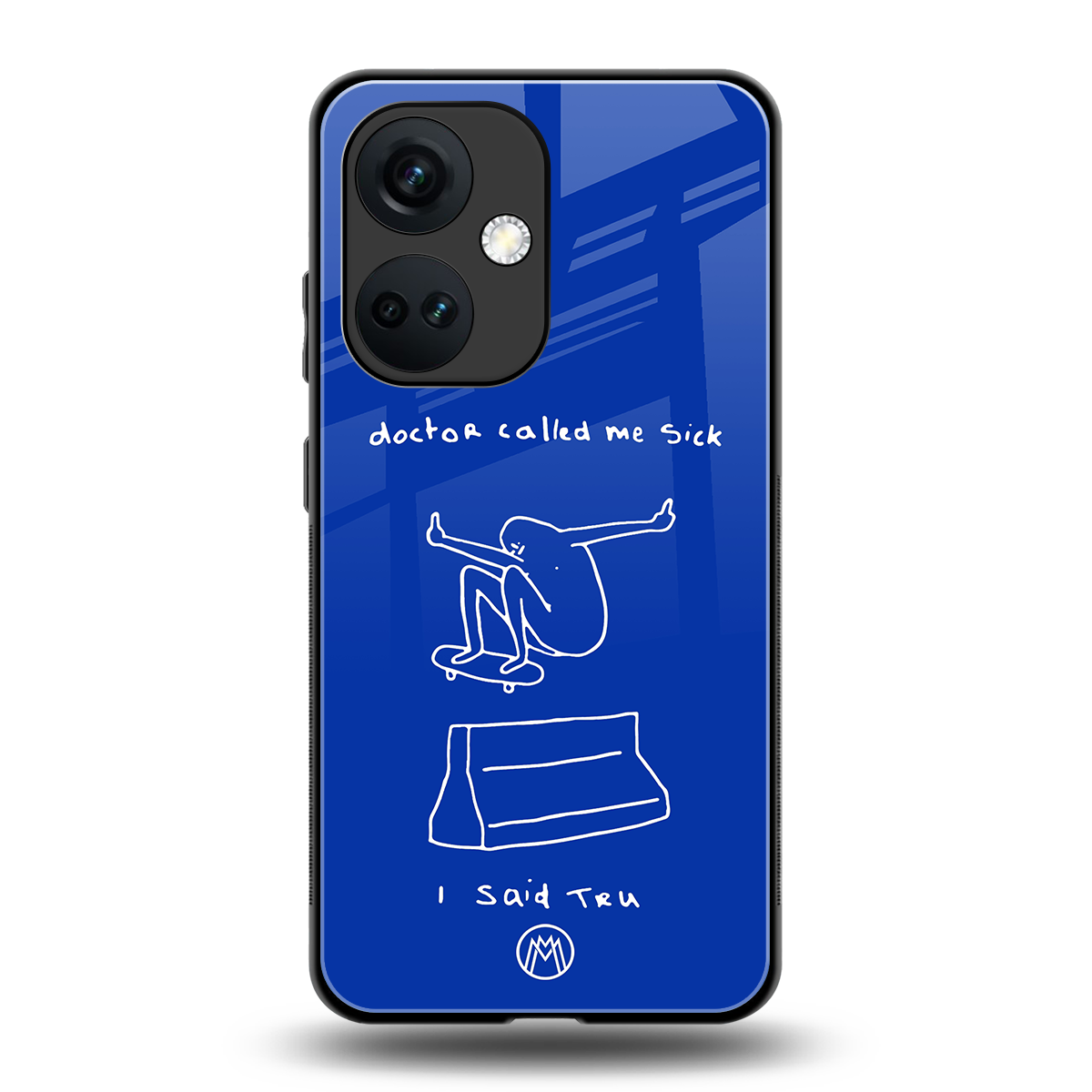 sick skateboarder blue doodle back phone cover | glass case for oneplus nord ce 3