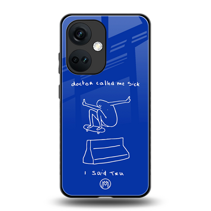 sick skateboarder blue doodle back phone cover | glass case for oneplus nord ce 3