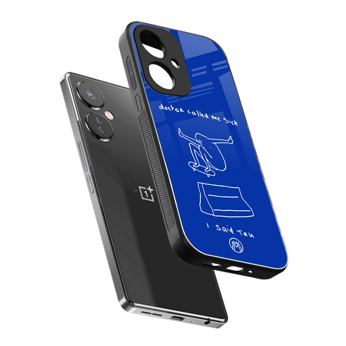 sick skateboarder blue doodle back phone cover | glass case for oneplus nord ce 3